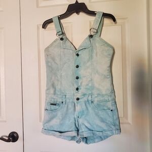 Vintage Y2K Denim Romper Overalls Blue Acid-Wash Luxirie By LRG Preppy Siz Large